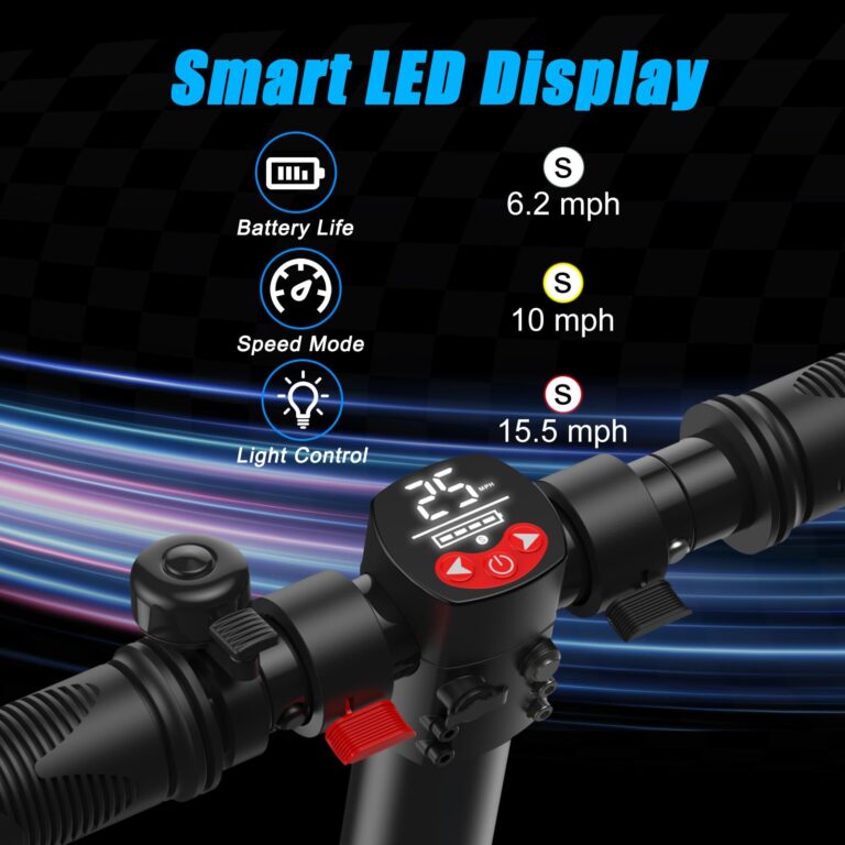Caroma Electric Scooter 250W(400W Peak), Max 15.5 Miles Range & 15 MPH, 6.5" Solid Tire, Foldable Electric Scooters for Aduls & Kids, Commuting E Scooter for Adults with Braking System (Matte Blue) - Image 6