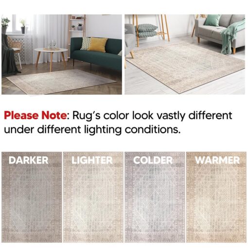 Keen Home Design 8x10 Rug - Machine Washable Area Rug with Non-Slip Backing, Ideal for Living Room, Dining Room, Bedroom - Vintage, Easy Clean, Durable, Low Pile Rug - (8' x 10') - Image 5