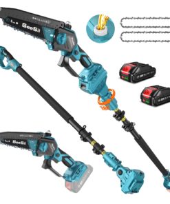 Seesii PS620 2-in-1 Electric Pole Saws: 6 Inch Mini Chainsaw Cordless with Extension Pole, 2Pcs Batteries, Brushless Chain Saw for Limb Branch Cutter, Battery Tree Trimmers Pruner,16Ft Long Reach