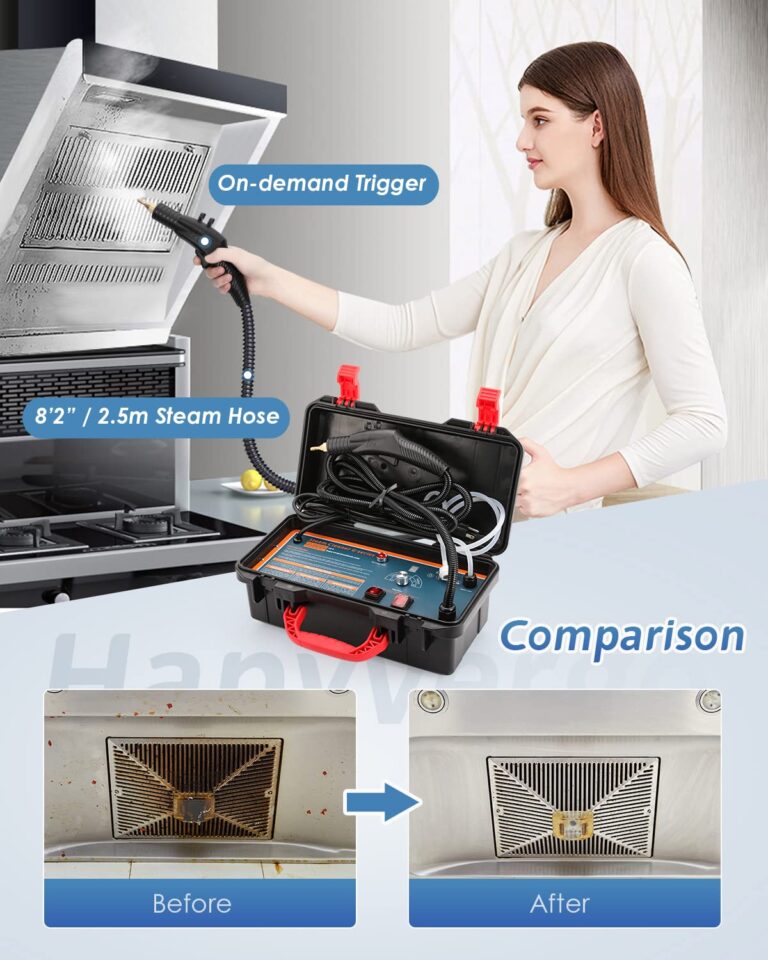 Hapyvergo High Pressure Steam Cleaner, 1700W High Temp Portable Steamer Machine for Cleaning, Tankless and Heavy Duty for Commercial Home Use Grout Tile Kitchen Bathroom Car Detailing - Image 4