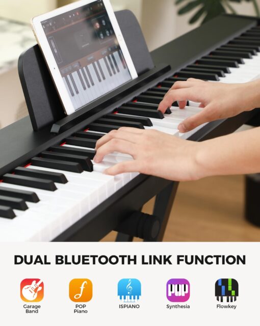 Fesley Weighted Piano Keyboard 88 Keys: Full Size Electric Keyboard Piano for Beginners, Portable 88 Key Keyboard with Daul Speaker,Sustain Pedal,Power Adapter,Support Bluetooth,USB MIDI,FEP300,Black - Image 4
