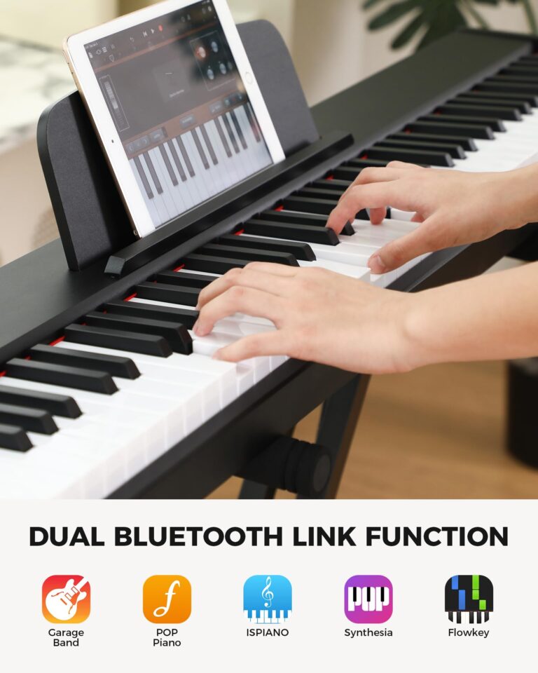 Fesley Weighted Piano Keyboard 88 Keys: Full Size Electric Keyboard Piano for Beginners, Portable 88 Key Keyboard with Daul Speaker,Sustain Pedal,Power Adapter,Support Bluetooth,USB MIDI,FEP300,Black - Image 4