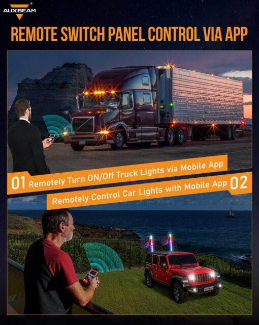 Auxbeam 8 Gang Switch Panel Bluetooth AR-800 RGB Switch Pod with Backlit Off Toggle Momentary Pulsed Auxiliary Switch Panel for Truck SUV ATV Marine RV Multifunction 12-24V Waterproof 2 Years Warranty - Image 5