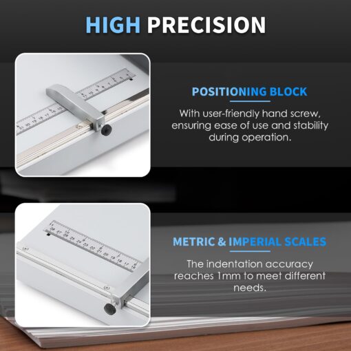 Mxmoonant Manual Creasing Machine 60-500g Paper Folding Creaser with 2 Adjustable Block & Metric/Imperial Positioning Ruler for Paper Sheet Cardstock - Image 3