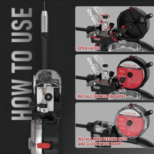 YESWELDER 150A Spool Gun LBT150, 10 FT Cable Fits YESWELDER MIG-250 PRO MIG-205DS YWM-211P,YWM-200 Mig Welder，European Connector Welder with 2-Pin Control Switch - Image 6