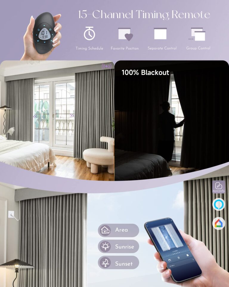 Graywind Hardwired Smart Curtains Motorized Blackout Curtain with Remote Alexa Google Control for Sliding Door Thermal Insulated Drape One-Way or Split Draw, Custom Width to 220" (Vintage Grey) - Image 6