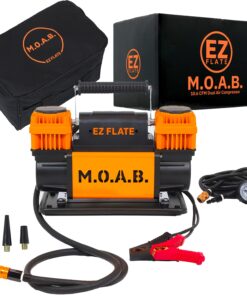 EZ FLATE M.O.A.B. Dual Air Compressor for 4x4 Offroad Vehicles, Fast Inflation, 12V Power, Easy to Use, Storage Bag