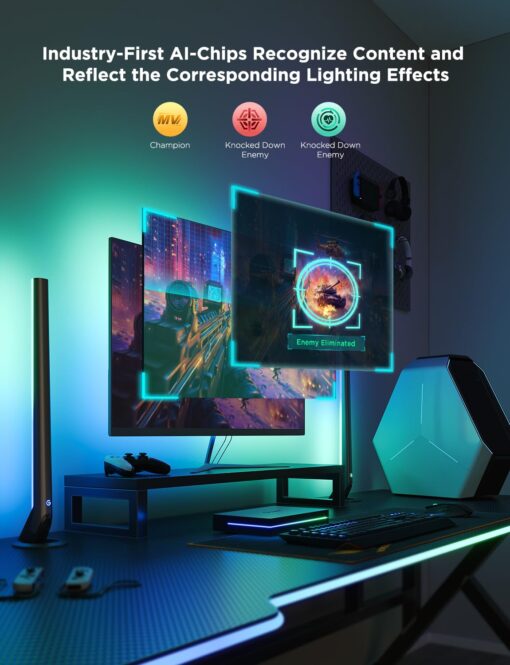 Govee HDMI 2.1 Sync Box Kit 2, Includes AI Sync Box, Light Bars, and Monitor Backlight, Supports 8K@60Hz, 4K@144Hz, VRR and ALLM, Works with Matter and Alexa, RGBIC Light Strip for 27-34 inch Monitor - Image 7