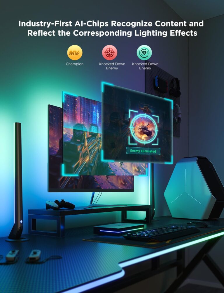 Govee HDMI 2.1 Sync Box Kit 2, Includes AI Sync Box, Light Bars, and Monitor Backlight, Supports 8K@60Hz, 4K@144Hz, VRR and ALLM, Works with Matter and Alexa, RGBIC Light Strip for 27-34 inch Monitor - Image 7