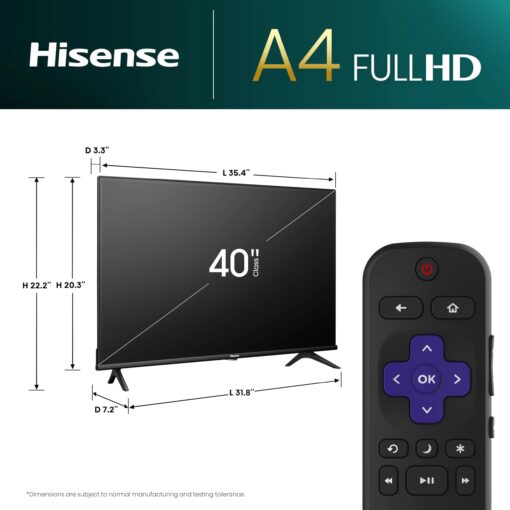 Hisense 40-Inch Class A4 Series FHD 1080p Smart Roku TV with Alexa Compatibility (40A4NR, 2024 Model) - Dolby Audio, Slim Bezel Design, Google Assistant - Image 17