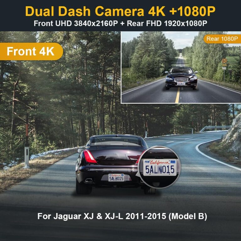 Fitcamx 4K Dual Dash Cam for 2011-2015 Jaguar XJ XJL R-Sport Portfolio Supercharged (Model B), OEM Style, Front 2160P+Rear 1080P Video, WiFi & APP, Loop Recording, G-Sensor, Easy to Use, 128GB Card - Image 5