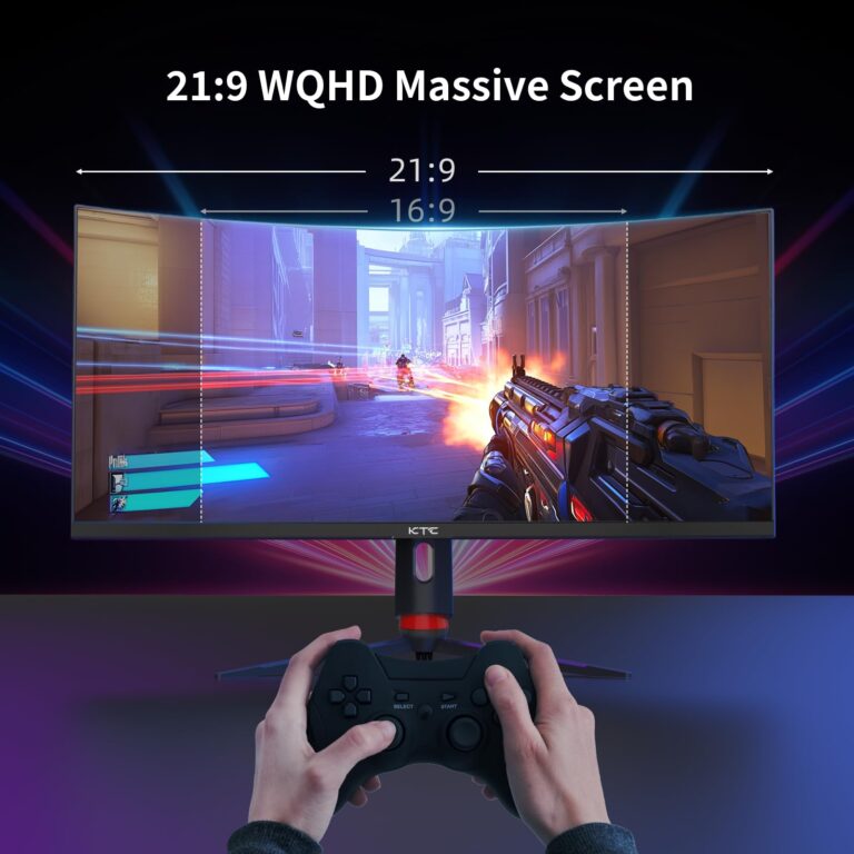 KTC 34'' Curved Ultrawide Gaming Monitor, 21:9, 3440x1440p 165Hz 1ms, 1500R Curved Monitor, Freesync G-sync, Picture by Picture,PIP, Height/Tilt/Swivel/Pivot - Image 9