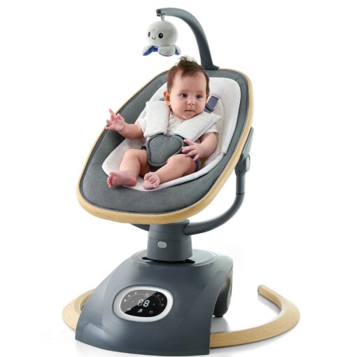 VaVaSoo Electric Baby Swing Newborn for Infants with 5 Speeds, Multi Motion 3D Baby Rocker for Girl Boy Swingset Indoor with 13 Melodies & Wireless Music, Remote Control, Dark Gray