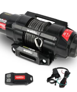 X-BULL 5000lbs Electric Winch - 12V DC Power Waterproof Synthetic Rope Winch with Hawse Fairlead, Wireless & Wired Remote with Mounting Plate for ATV/UTV,Boat Trailer Winch
