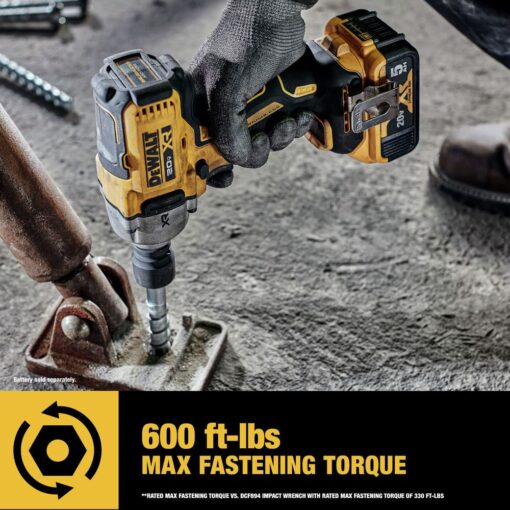 DEWALT 20V MAX Cordless Impact Wrench, 1/2' Hog Ring, Includes LED Work Light and Belt Clip, Bare Tool Only (DCF891B) - Image 4
