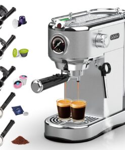 CoOptVal 20-Bar Espresso Machine & Coffee Machine – Compatible with Nespresso, Keurig K Cup – Hot & Cold Brew, Milk Frother, Stainless Steel – 10 oz Espresso Cup - Latte Machine & Cappuccino Machine
