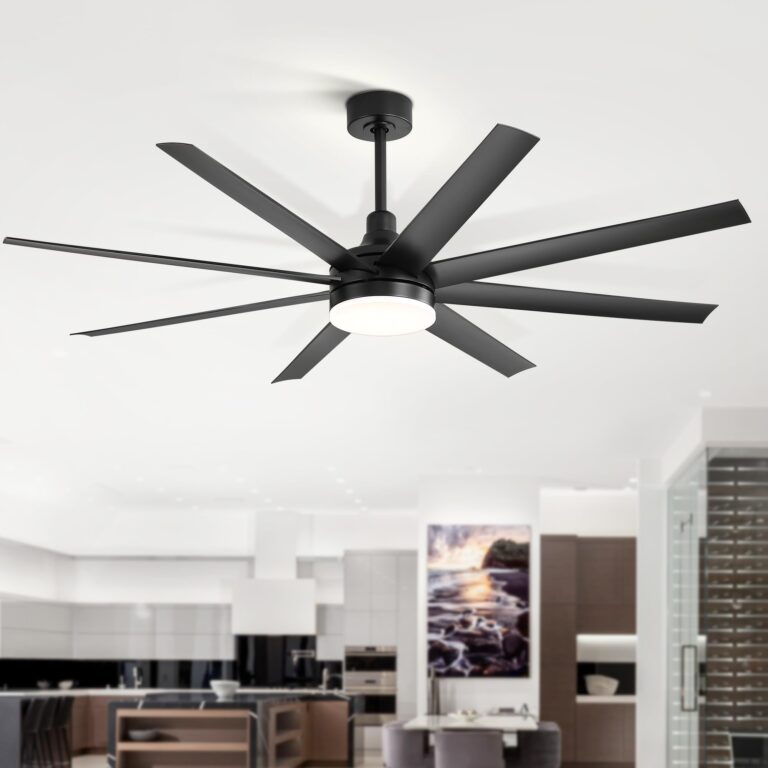 65 Inch Ceiling Fan with Light and Remote, 8-Blade, Reversible DC Motor, 6-Speed, Timer, Industrial Ceiling Fans with Led Light Chandelier for Bedroom Office (Black) - Image 9