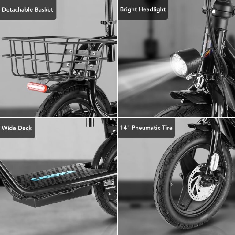 Caroma Electric Scooter with Seat, 560W/819W/1200W Peak Motor, 15/25/30 Miles Range, 20Mph Top Speed, Foldable Electric Scooter for Adults - Image 5