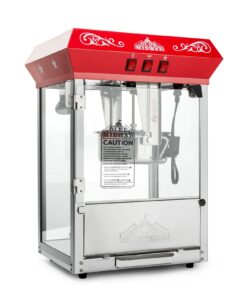 Olde Midway Bar Style Popcorn Machine Maker Popper with 8-Ounce Kettle - Red