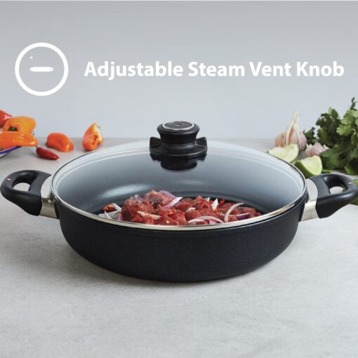 Swiss Diamond Frying Pans Nonstick with Lid, Features Stainless Steel Handle, Nonstick Diamond Coated Aluminum Skillets and Oven Safe Frying Pans with Lids, Cover Included, 12.5 Inch - Image 2