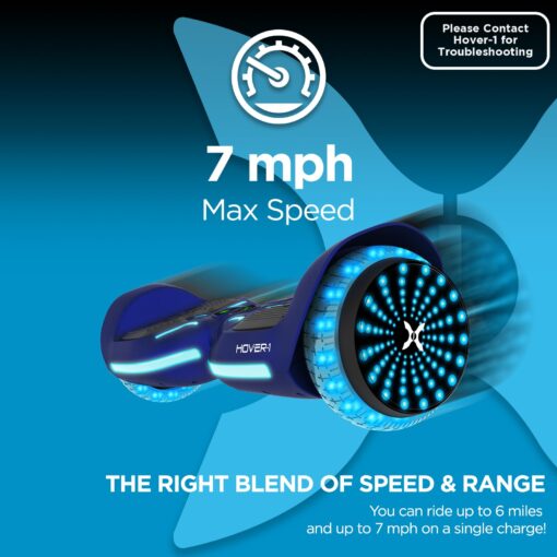 Hover-1 i100 Electric Hoverboard | 7MPH Top Speed, 10 Mile Range, 5HR Full-Charge, Built-In Bluetooth Speaker, Rider Modes: Beginner to Expert Self Balancing Scooter - Image 5