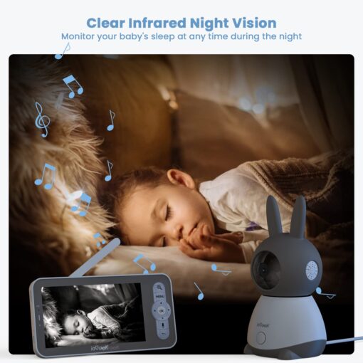 ieGeek 2K Split-Screen Baby Monitor, 5" Audio Baby Monitor with 2 Cameras, WiFi Smartphone Video Dual Camera, Night Vision, Motion & Cry Detection, Two Way Talk Temper &Humidity Sensor - Image 5