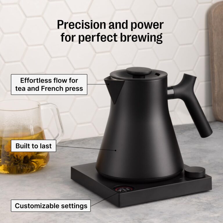 Fellow Corvo EKG Pro Electric Tea Kettle - Quick Heating, Precise Temperature Control Electric Kettle, Scheduling, Built-in Brew Timer for Boiling Water - Stone Blue with Walnut Handle - 0.9 Liter - Image 5
