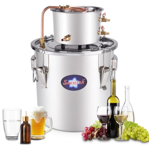 Seeutek Alcohol Still Kit Complete, 8 Gal / 30 L Stainless Steel Water Alcohol Distiller with Water Pump & Thermometer, DIY Distillery Kit with Extended Copper Pipe to Speed Up Brewing - Image 2
