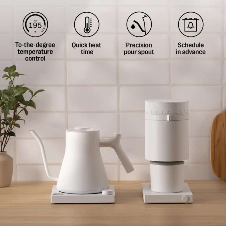 Fellow Stagg EKG Pro Electric Gooseneck Kettle - Pour-Over Coffee and Tea, Quick Heating, Precise Temperature Control, Scheduling, Built-in Brew Timer, Matte White with Maple Wood Handle, 0.9 Liter - Image 4