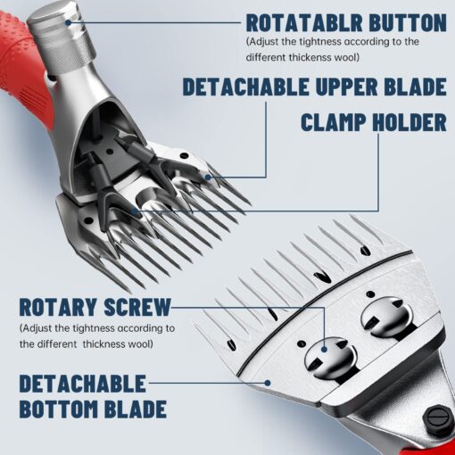 Dragro 1000W Electric Sheep Shears, Professional Sheep Clippers, Animal Grooming Clippers for Horse Alpacas Goats, Farm Livestock Shearing Machine-Grooming Kit Animal Hair Cutting - Image 5