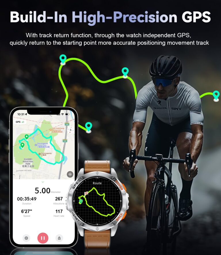 LIGE GPS Military Smart Watch for Men, LED Flashlight/Compass/45 Days Battery/IP68 Waterproof 1.43'' AMOLED Smartwatch, 100+ Sports Modes Fitness Smart Watch, Rugged Smart Watch for Android iOS - Image 9