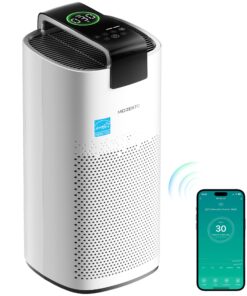 MORENTO Air Purifiers for Home Large Room Up to 2050 Ft² with PM 2.5 Air Quality Sensor, Smart WiFi and Sleep Mode, Hepa Filters Filter Airborne Particles, Handheld Home Air Purifier - White