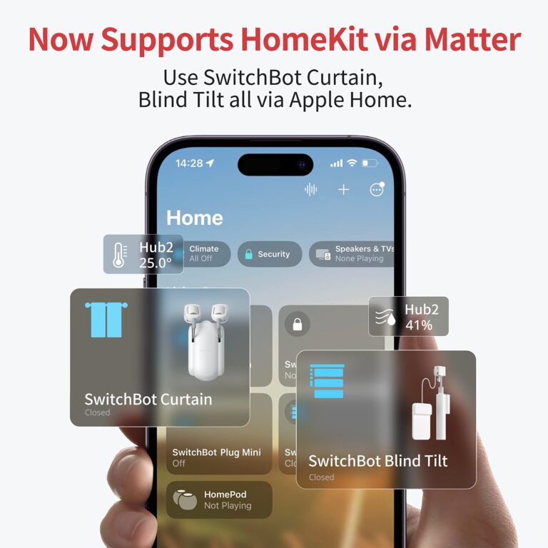 SwitchBot Smart Automatic Curtain Opener 2 Pack with Hub 2 - WiFi Remote Control with App/Timer, Performance Upgrade, WiFi Thermometer Hygrometer, Support Matter, Work with Alexa, Google Home, HomeKit - Image 3