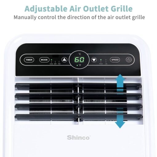 Shinco 8,000 BTU Portable Air Conditioner, AC Unit with Built-in Cool, Dehumidifier & Fan Modes for Room up to 200 sq.ft, Conditioner Remote Control, 24 Hour Timer, Installation Kit - Image 4