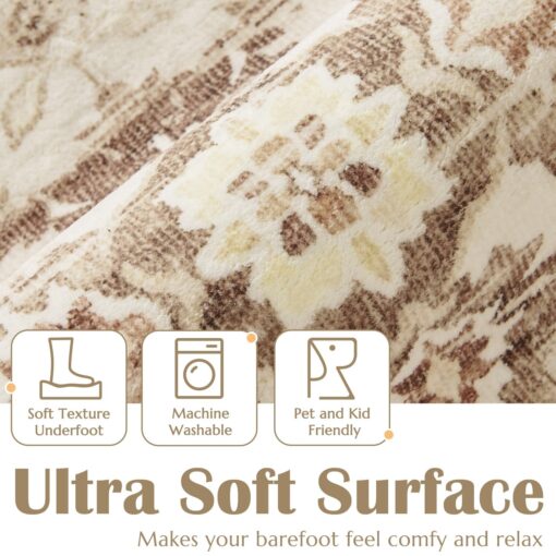 jinchan Area Rug 8x10 Washable Vintage Rug Indoor Floor Print Distressed Carpet Brown Multi Large Accent Soft Kitchen Living Room Bedroom Dining Room - Image 7
