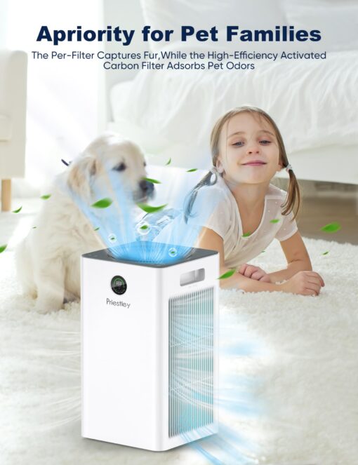 Priestley Air Purifiers for Home Large Room up to 1500 sq ft, Smart Control Air Purifier, True HEPA Filter Air Cleaner Removes 99.97% of Particles, Dust, Allergies Pets Odor, 22dB Quiet Sleep Mode - Image 9
