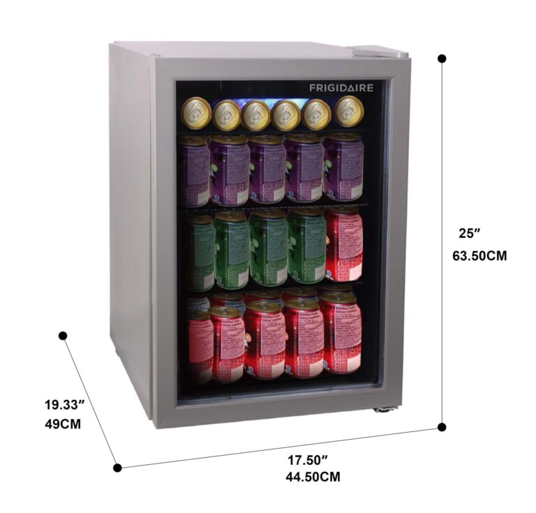 Frigidaire EFMIS9O00, Beverage Fridge Refrigerator with Glass Door, Compact Mini Fridge with Digital Temperature Control Fits 88 Cans or 25 Bottles, 74L Capacity - 19.29" D x 25" W x 17.51" H, Silver - Image 2