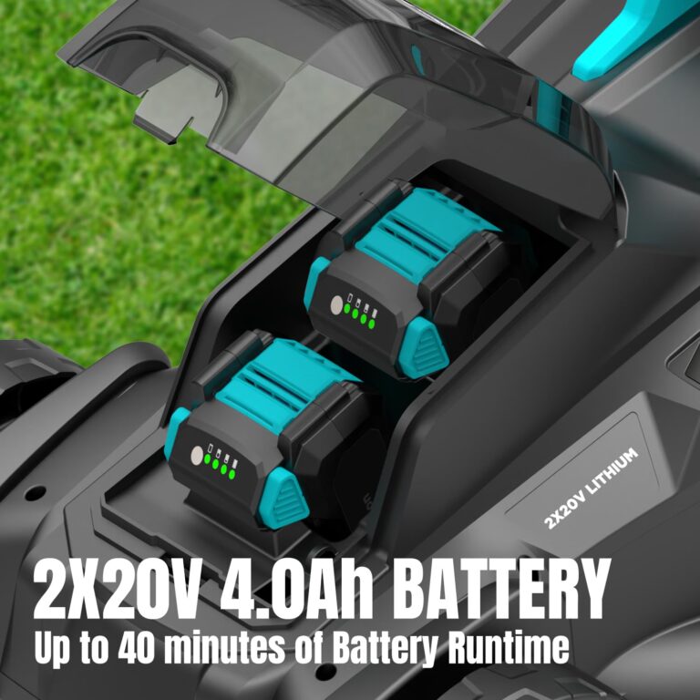 MightyMow Electric Lawn Mower Cordless, 2x20V 16 inch Push Lawn Mower with 6-Position Cutting Height Adjustment, 2x4.0Ah Battery & Dual Charger Included - Image 8