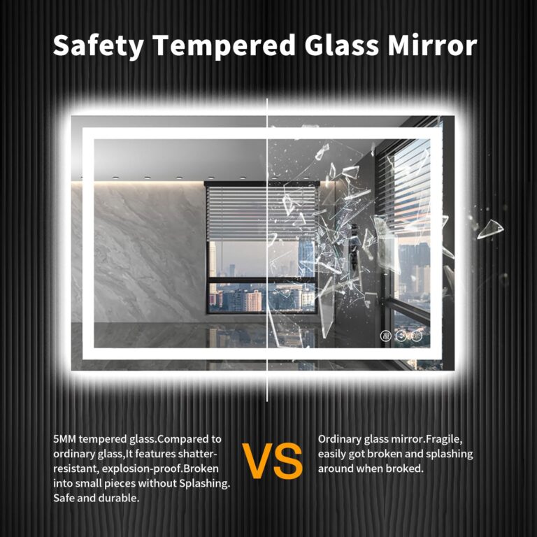 LOAAO 40X32 LED Bathroom Mirror with Lights, Anti-Fog, Dimmable, Backlit + Front Lit, Lighted Bathroom Vanity Mirror for Wall, Memory Function, Waterproof, Tempered Glass - Image 3