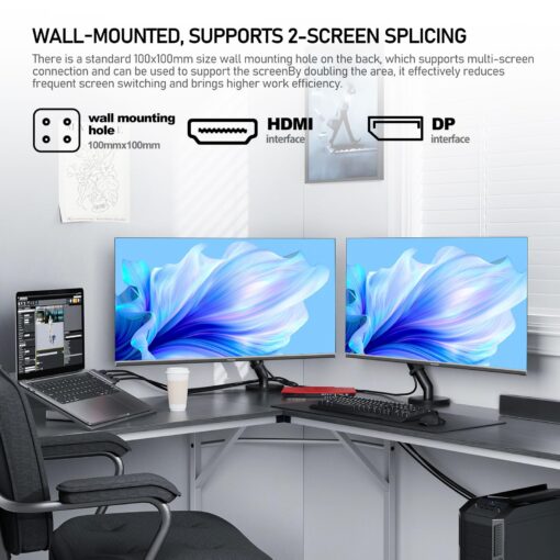 Gawfolk 32 Inch 4K UHD Computer Monitor, Ultra-Clear (3840×2160p) Screen, 100% sRGB,178° Viewing Angle, HDMI、Display Port, Compatible with Wall mounting 100 * 100MM - Black - Image 2