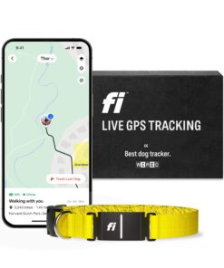 Fi Series 3 Smart Dog Collar - GPS Dog Tracker and Activity & Health Monitor, Waterproof, LED Light, Escape Alerts, Nationwide Coverage [Free 1 Year Membership] (Yellow, X Small)