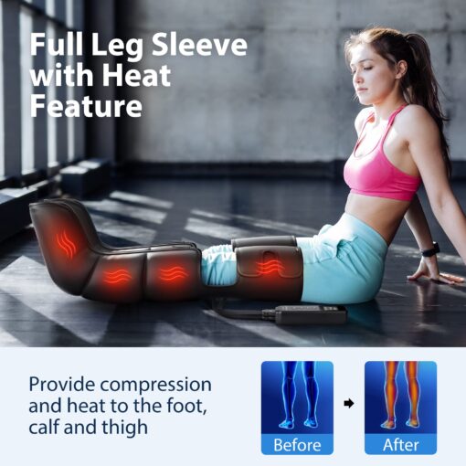 CINCOM Leg Massager with Heat and Compression, Leg Massager for Circulation and Pain Relief FSA HSA, 3 in 1 Air Compression Boots for Leg Calf & Foot Recovery Edema Relief, Gifts - Image 6