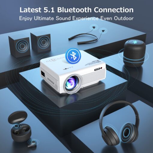 Projector with WiFi and Bluetooth, FUDONI 5G WiFi Native 1080P Outdoor Projector 15000L Support 4K, Portable Movie Projector with Screen and Max 300", for iOS/Android/Laptop/TV Stick/HDMI/USB/VGA/TF - Image 6