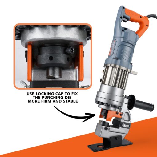 CENTALL 1300W Electric Hydraulic Hole Puncher Φ1/4"-4/5" Hydraulic Punching Machine Punching Tool with 5 Dies for Iron Copper Aluminum Plate Angle Steel PM20 (Orange+Grey) - Image 3