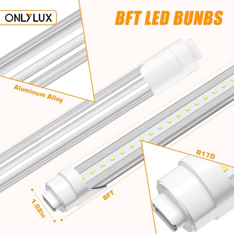 ONLYLUX 8ft R17D LED Tube Light, F96t12 HO 8 Foot Bulbs, 96'' Shop Light to Replace T8 T12 Fluorescent Bulbs, 100-277V Input, 4800LM, Cold White 6000K, Clear Lens (10 Pack) - Image 6