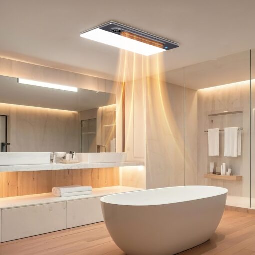 VallisCo Bathroom Exhaust Fan with Light and Heater, 4 in 1 Bathroom Fan with Heater, 1900W Heating Power, Remote Control, Quiet & Powerful for Ventilation, Lighting, Heating, and Drying - Image 2