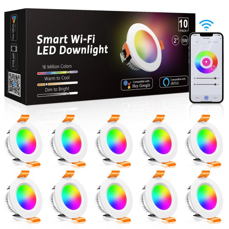 inShareplus 10 Pack 2 Inch Smart Recessed Lighting, WiFi LED Downlight 5W 120V, Dimmable RGBCW 2700-6500K Color Changing, Compatible with Alexa/Google, Ceiling Lights with LED Driver