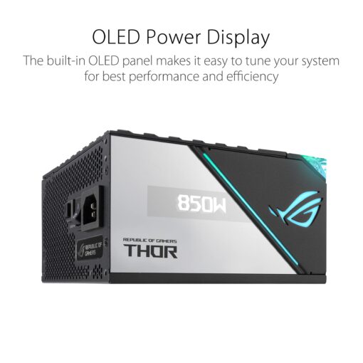 ASUS ROG Thor 850W Platinum II (Fully Modular Power Supply, 80+ Platinum, Lambda A++ Certified, ROG heatsinks, 135mm PWM Fan, 0dB Mode, OLED Panel, Sleeved Cables, Aura Sync, 10 Year Warranty) - Image 10