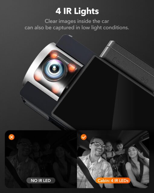WOLFBOX i17 4K 3 Channel Dash Cam, 5.8GHz WiFi & GPS with 64GB Card, 4K+1080P+1080P Dash Cam Front and Rear Inside, Triple Car Camera with 3 Inch Screen, IR Night Vision, WDR, 24H Parking Mode - Image 6
