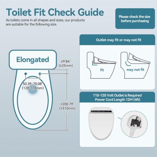 YOURLITE Bidet Toilet Seat, Elongated Toilet Seat Warm Water, Heated Seat Bidet with Remote Control,Self-cleaning Nozzle Temperature Adjustable LED Light, Need Electricity, White - Image 4